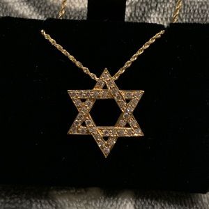 NWT 14KY Pave Diamond Jewish Star